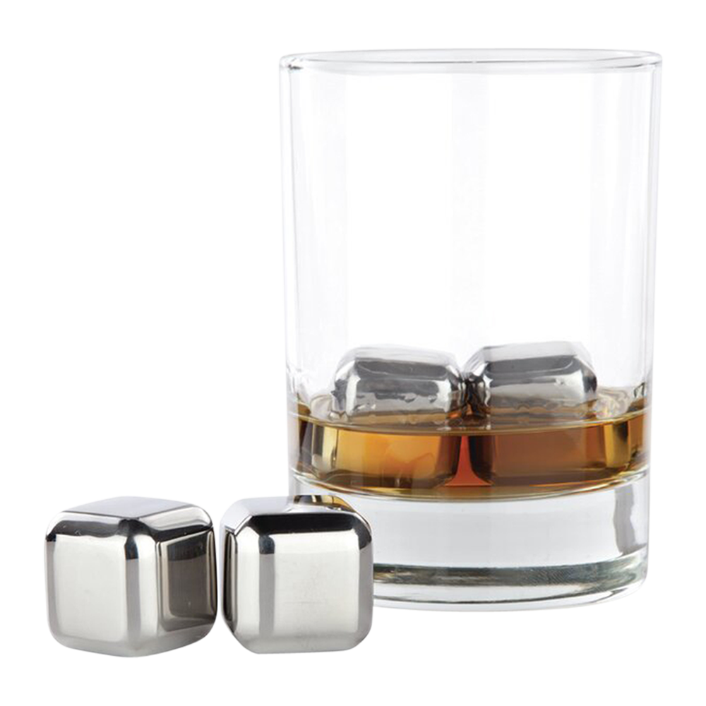 Whiskey Glasses 2pcs Double Walled Crystal Whisky Glasses 4 StainlessSteel  Cubes