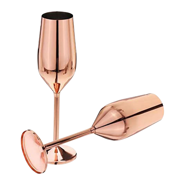 Rose Gold Champagne Flute Glasses, Set of 4