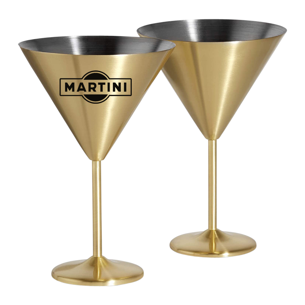 Set of 2, Matte Black and Metallic Gold Tone Plated Martini