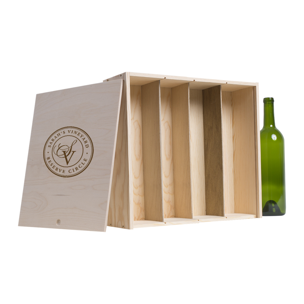 Wholesale 4-Bottle Wood Wine Box - Wine-n-Gear