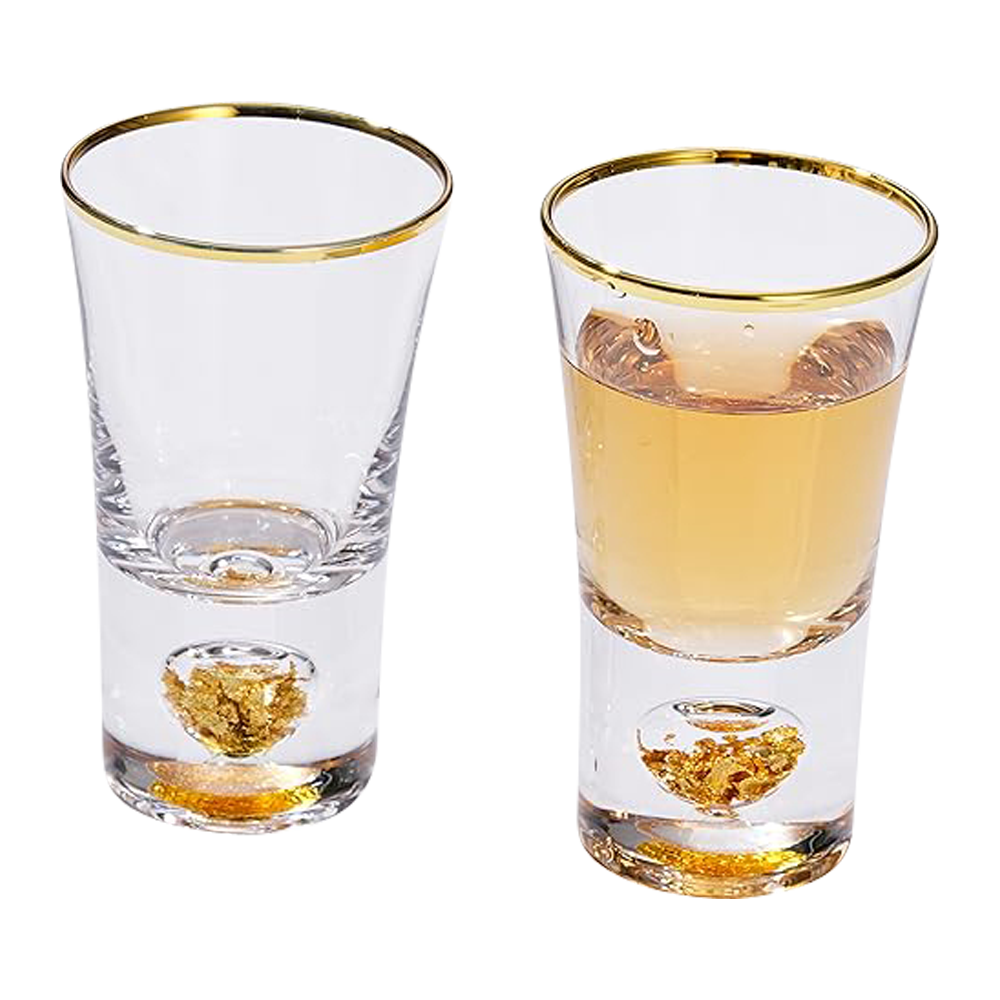 Wholesale Gold Rimmed Shot Glass 15oz Wine N Gear 8287