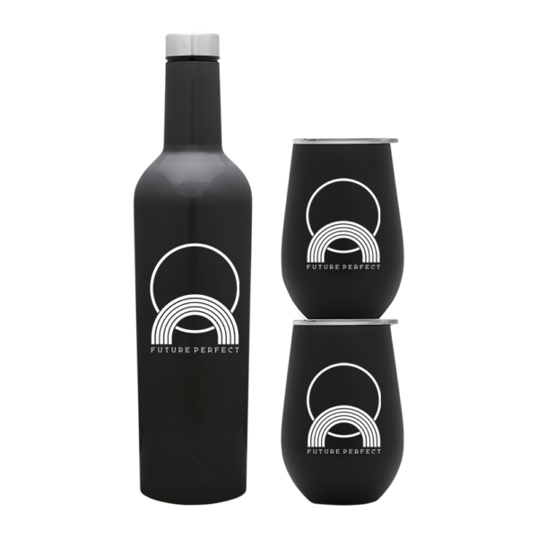 Wine Growler & Tumbler Set with Wooden Box and Bottle Slot