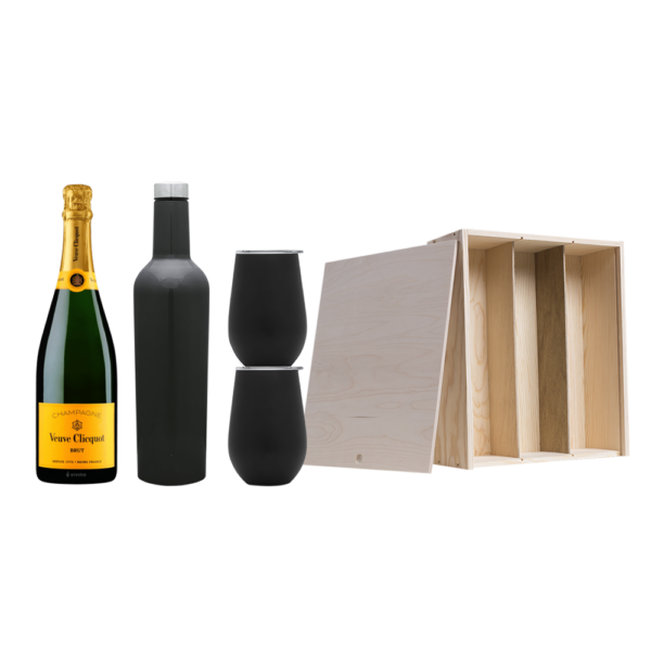 Wine Growler & Tumbler Set with Wooden Box and Bottle Slot