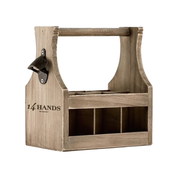 Wood Beer Bottle Caddy with Opener