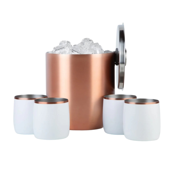 Insulated Ice Bucket with Rocks Tumbler Set