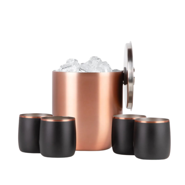 Insulated Ice Bucket with Rocks Tumbler Set