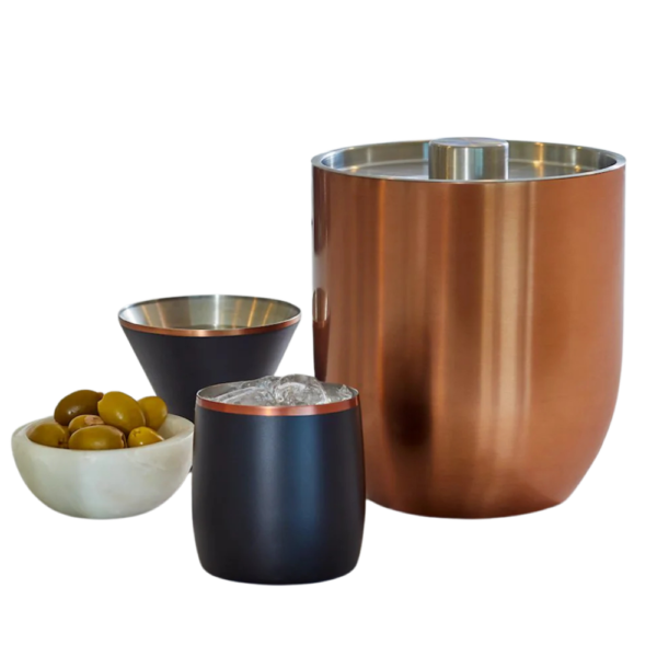 Insulated Ice Bucket with Rocks Tumbler Set