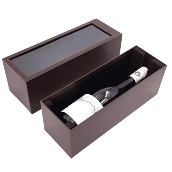 1-Bottle Whiskey Wine Gift Box with Window Cardboard