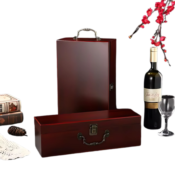 2-Bottle Red Wooden Wine Gift Box