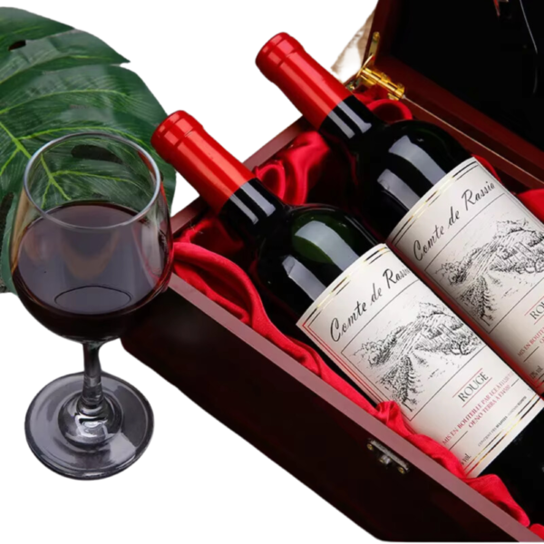 2-Bottle Red Wooden Wine Gift Box