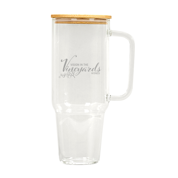 40oz. Glass Tumbler with Handle, Bamboo Lid and Straw