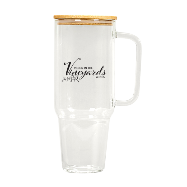 40oz. Glass Tumbler with Handle, Bamboo Lid and Straw